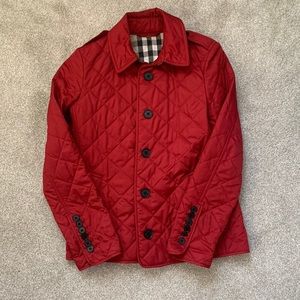 Red Burberry Quilted Jacket